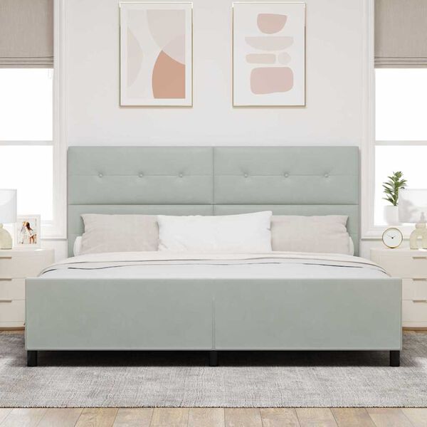vidaXL Letto a molle con testiera Grigio chiaro 200 x 200 cm Velluto