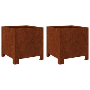 vidaXL Fioriere da Giardino 2 pz 30x30x30 cm in Acciaio Corten