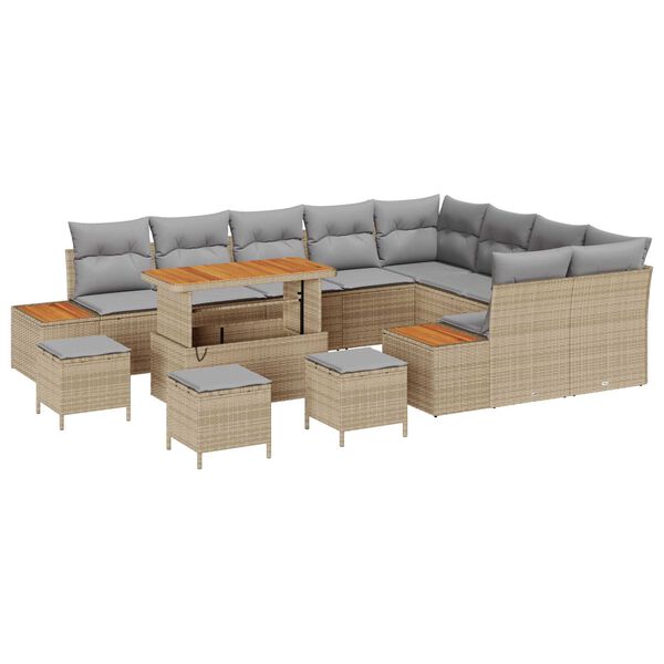 vidaXL Set Divano da Giardino 13 pcs Beige polyrattan