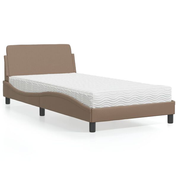 vidaXL Letto con Materasso Dover Cappuccino 100x200cm Similpelle