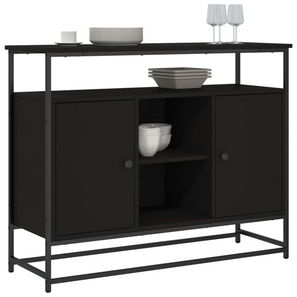 vidaXL Credenza Nera 100x35x80 cm in Legno Multistrato