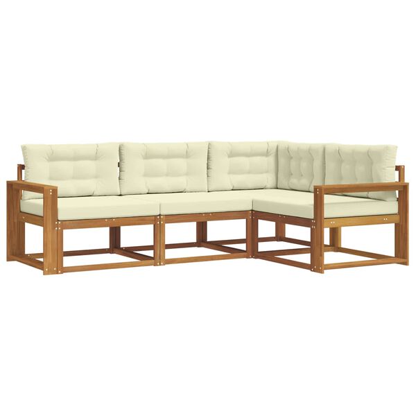 vidaXL Set di divani da esterno con cuscino 4 pcs Naturale e Crema