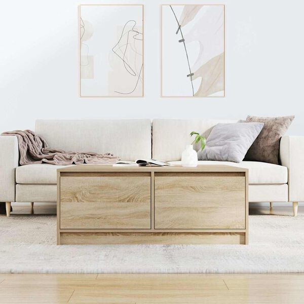 vidaXL Tavolino da Salotto con Cassetti Rovere Sonoma 100x100x40 cm