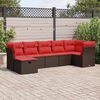 vidaXL Set Divani da Giardino 7 pz con Cuscini Marrone in Polyrattan