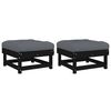 vidaXL Poggiapiedi Giardino con Cuscini 2pz Legno Massello Pino Nero