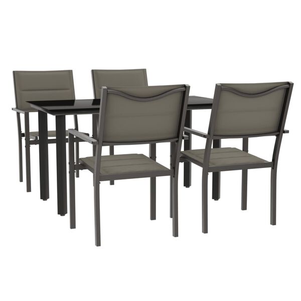 vidaXL Set da Pranzo da Giardino 5 pz Nero in Acciaio e Textilene