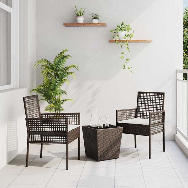 vidaXL Set Bistro da Giardino 3 pcs Marrone polyrattan