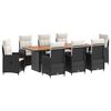 vidaXL Set da pranzo per esterni 9 pz Nero e Bianco Crema polyrattan