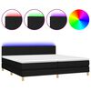 vidaXL Letto a Molle Materasso e LED Nero 200x200cm in Tessuto