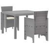 vidaXL Set da Pranzo per Giardino 3 pcs Grigio chiaro Polipropilene
