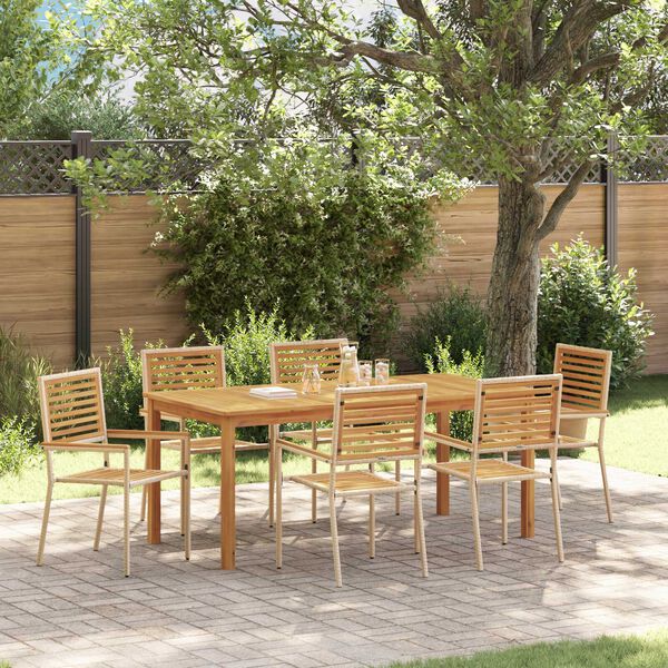 vidaXL Set da Pranzo per Giardino 7 pcs Beige Poly Rattan
