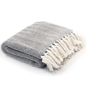 vidaXL Copriletto in Cotone a Spina di Pesce 125x150 cm Blu Marino