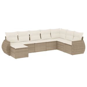 vidaXL Set Divano da Giardino 8 pz con Cuscini Beige in Polyrattan