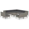 vidaXL Set Divani da Giardino 12 pz con Cuscini in Polyrattan Grigio