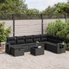 vidaXL Set Divani da Giardino 9 pz con Cuscini Nero in Polyrattan