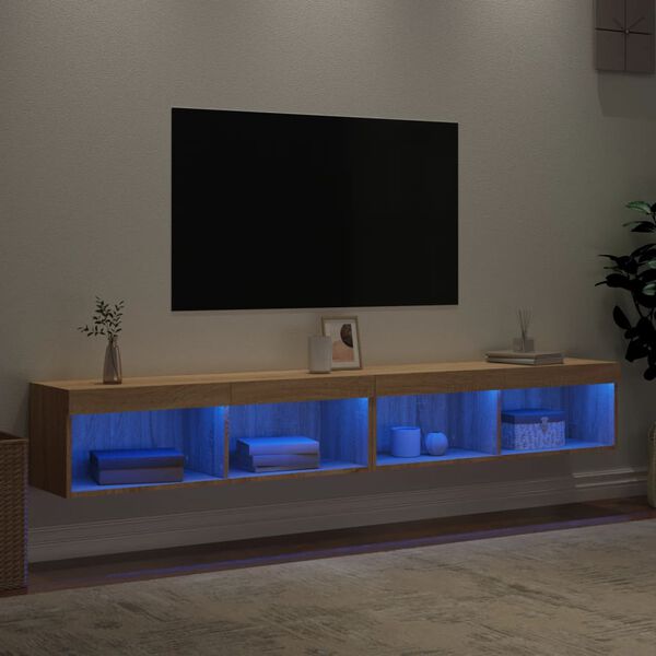 vidaXL Mobili TV con Luci LED 2pz Rovere Sonoma 100x30x30 cm