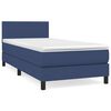 vidaXL Giroletto a Molle con Materasso Blu 90x190 cm in Tessuto