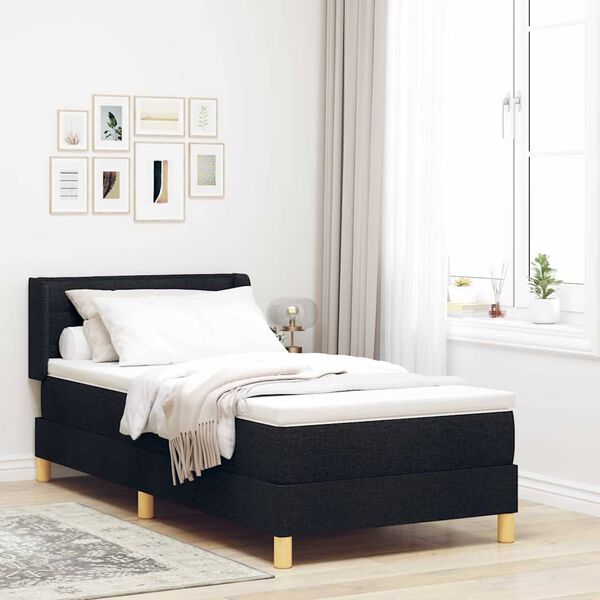 vidaXL Letto a molle con materasso Nero 200 x 80 cm Poliestere