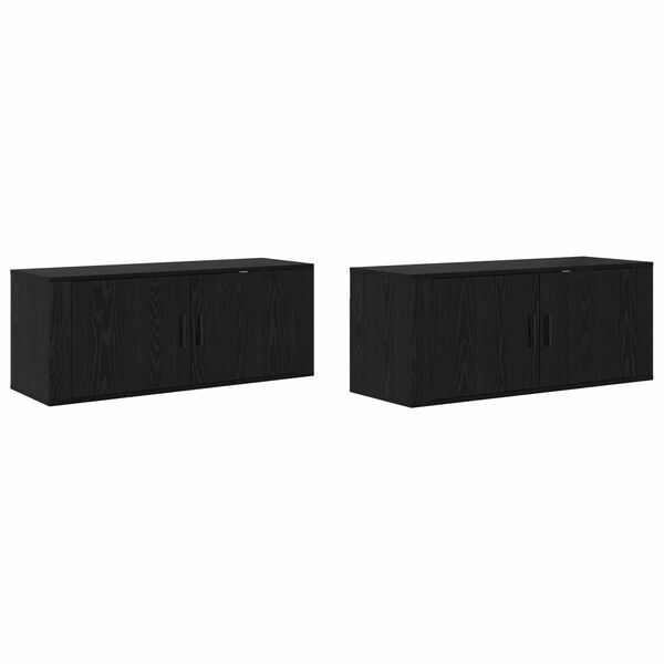vidaXL Set Mobile TV da Parete 2 pcs Rovere Nero 100 x 34,5 x 40 cm