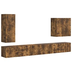 vidaXL Set di Mobiletto da TV a Parete 6 pcs Rovere fum&eacute;