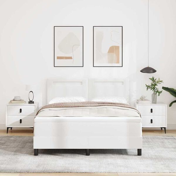 vidaXL Letto a molle con materasso Bianco 140 x 200 cm Pelle sintetica