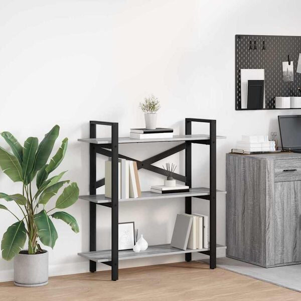 vidaXL Libreria Grigio Sonoma 100 x 33,5 x 102 cm Legno multistrato
