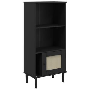 vidaXL Credenza SENJA Aspetto Rattan Nera 60x35x130 cm Legno Pino