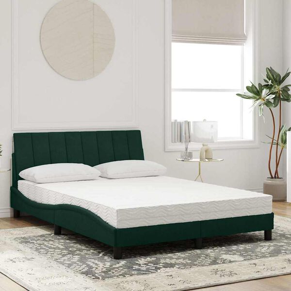 vidaXL Letto con Materasso Hanko Verde Scuro 140x190 cm in Velluto