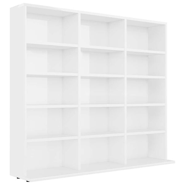 vidaXL Mobile Porta CD Bianco Lucido 100x23x89,5 cm Legno Multistrato