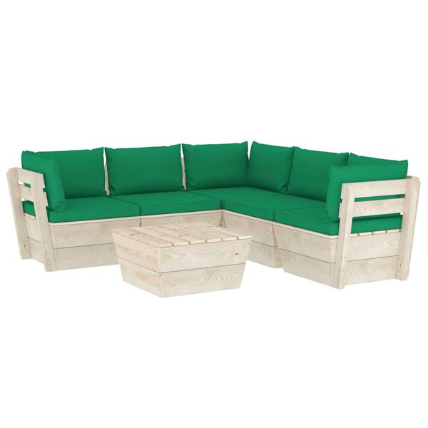 vidaXL Set Divani da Giardino su Pallet 6 pz con Cuscini Legno Abete