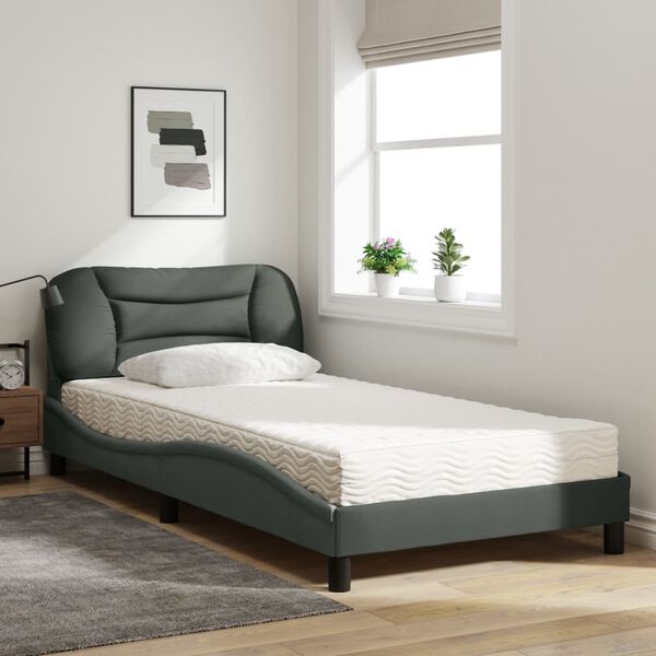 vidaXL Letto con Materasso Hvar Grigio Scuro 100x200 cm in Tessuto