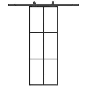 vidaXL Porta Scorrevole con Ferramenta Nera 76x205 cm in Vetro ESG