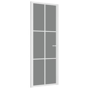 vidaXL Porta Interna 76x201,5 cm Bianca in Vetro ESG e Alluminio