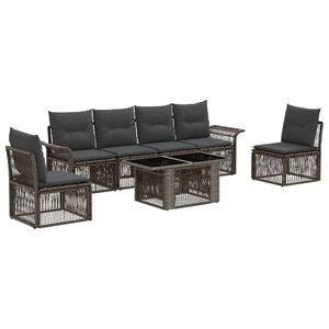 vidaXL Set Divano da Giardino 7 pz Grigio e Grigio Scuro polyrattan