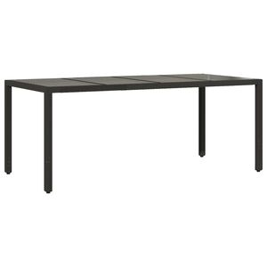 vidaXL Tavolo da Giardino Piano in Vetro Nero 190x90x75 cm Polyrattan