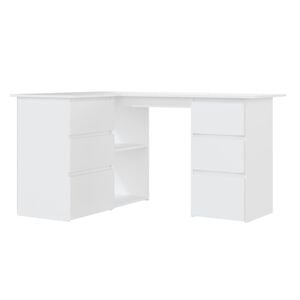 vidaXL Scrivania ad Angolo Bianca 145x100x76 cm in Legno Multistrato