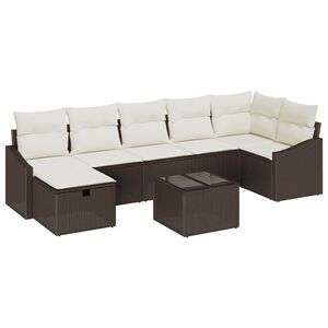 vidaXL Set di divani con cuscino con archiviazione Marrone polyrattan