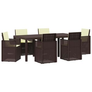 vidaXL Set da Pranzo per Giardino 7 pz Marrone e Crema PP
