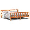 vidaXL Giroletto con Testiera Marrone Cera 200x200 cm Massello Pino
