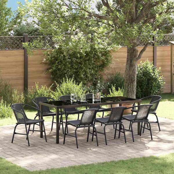 vidaXL Set da Pranzo per Giardino 9 pcs Nero