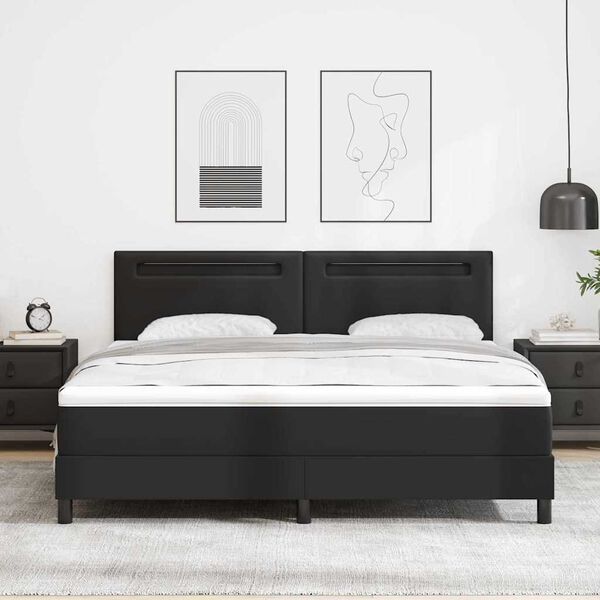 vidaXL Struttura letto con materasso Nero 180 x 200 cm Pelle sintetica