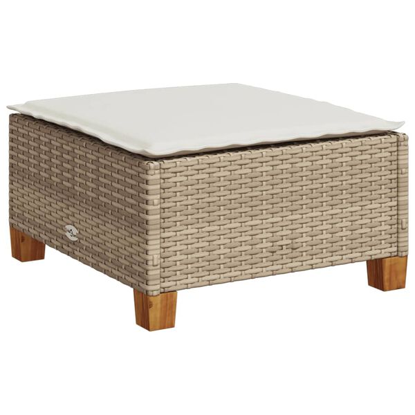 vidaXL Sgabello Giardino con Cuscino Beige 63,5x56x32 cm in Polyrattan