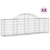 vidaXL Cesti Gabbioni ad Arco 8 pz 200x30x60/80 cm Ferro Zincato