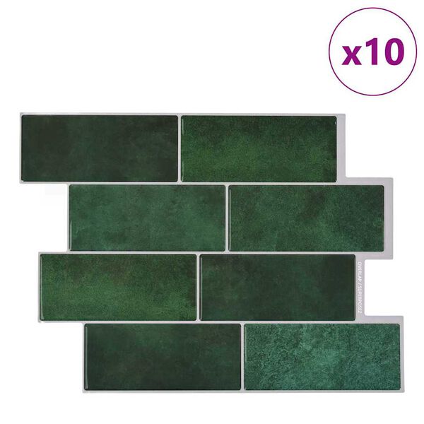 vidaXL Piastrella subway 10 pcs Verde Scuro 29.4 x 21.4 cm
