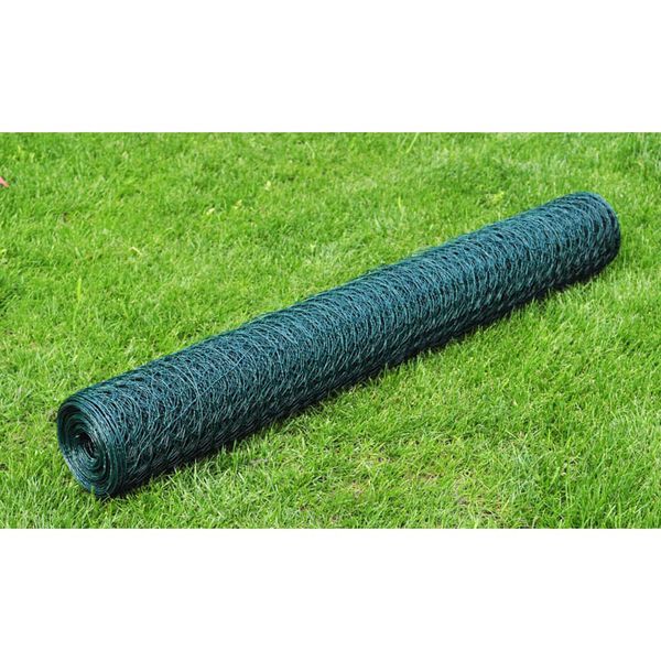 vidaXL Recinzione in Rete per Pollaio Rivestita in PVC 25x0,75 m Verde