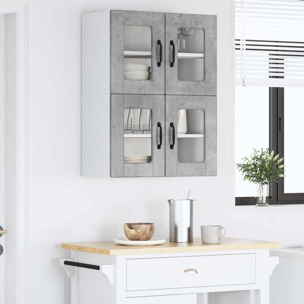 vidaXL Mobile da cucina con porta 2 pcs Grigio cemento 60 x 31 x 40 cm