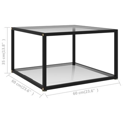 vidaXL Tavolino da Salotto Trasparente 60x60x35 cm in Vetro Temperato