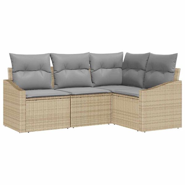 vidaXL Set Divano da Giardino 4 pcs Beige e Grigio Chiaro polyrattan