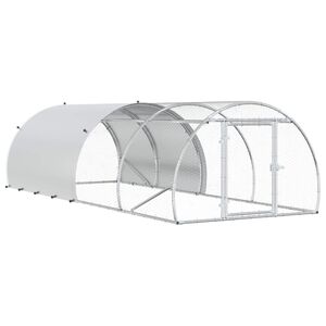 vidaXL Pollaio Argento 400 x 150 x 100 cm Acciaio zincato