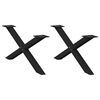 vidaXL Gambe per Tavolino da Caff&egrave; a Forma di X 2 pz Nere 70x(30-31) cm Acciaio